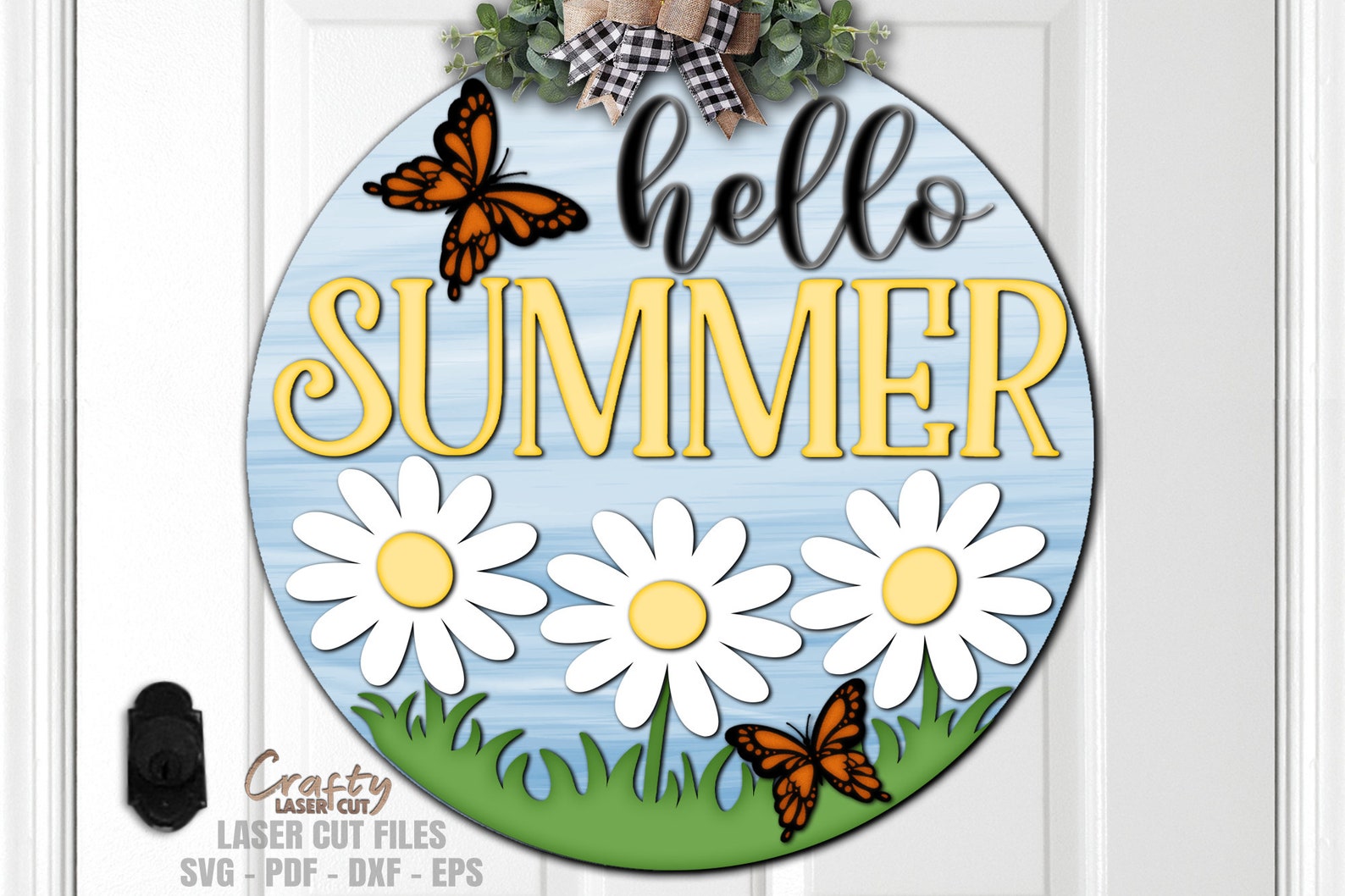 Summer Door Hanger SVG - Laser Cut File - Hello Summer Svg - Butterfly ...