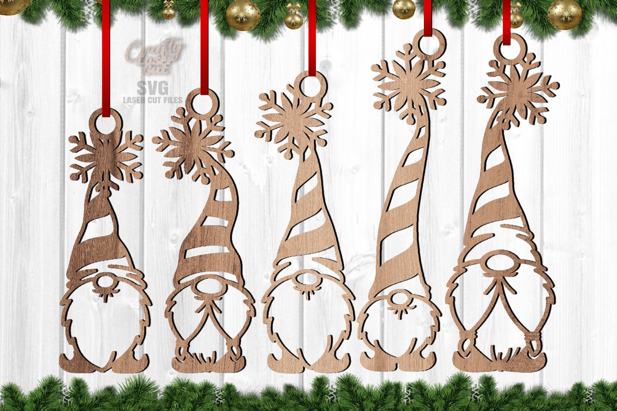Snowflake christmas gnome ornaments svg glowforge files  etsy