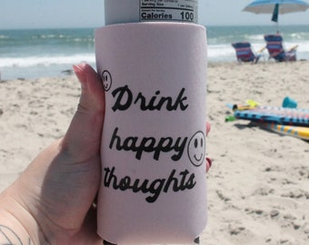 Drink Happy Thoughts burkkylare, burkkylare, smal burkkylare, smal burkkylare, hopfällbar burkkylare, dryckesisolator, Drink Happy