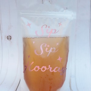 Sip Sip Hooray Wiederverwendbarer Getränkebeutel, Getränkebeutel, Erwachsener Getränkebeutel, Partybeutel, Erwachsener Mitbringsel, Alkoholbeutel, Umweltfreundlicher Beutel, Sip