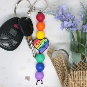 Love is Love Silicone Beaded Keychain, Love is Love, Rainbow Keychain, Pride Keychain, LGBTQ Keychain, Love Keychain, Keychain Gift