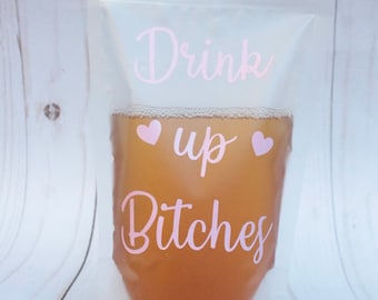 Drink Up Bitches Reusable Drink Pouch, Drink Pouch, Adult Drink Pouch, Party Pouch, Adult Party Favor, Alcohol Pouch, Eco Friendly Pouch