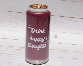 Drink Happy Thoughts burkkylare, burkkylare, smal burkkylare, smal burkkylare, burkkylare i rostfritt stål, dryckesisolator, Drink Happy