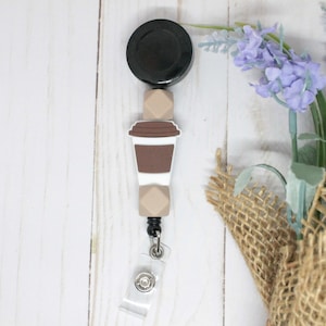 Coffee Badge Reel, Retractable Badge Reel, Teacher Badge Reel, Silicone Beaded Badge Reel, Nurse Badge Reel, Retractable Badge, Silicone