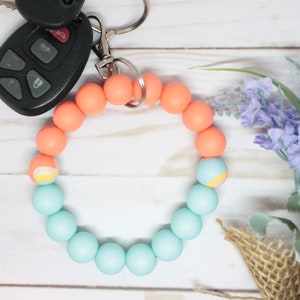 Bright Boho Silicone Beaded Wristlet, Boho Wristlet, Silicone Beaded Wristlet, Wristlet Keychain, Beaded Wristlet, Wristlet for Keys