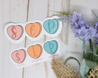 SLP Candy Hearts Sticker, SLP Gifts, Speech Language Pathology Sticker, SLP Sticker, Speech Sticker, Occupation Sticker, Speech Pathology