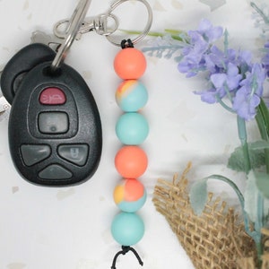 Bright Boho Waves Keychain, Tie Dye Keychain, Keychain for Women, Women Keychains, Gifts for Her, Bright Keychain, Blue Keychain
