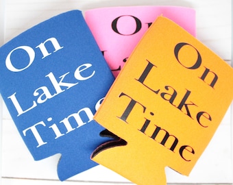 On Lake Time Collapsible Can Coolers, Can Cooler, Beverage Insulator, On Lake Time Can Cooler, Lake Can Cooler, Lake Drink Hugger