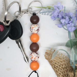 Brown Terrazzo Silicone Beaded Keychain, Terrazzo Keychain, Keychain for Women, Cute Keychain, Beaded Keychain, Gifts for Her, Rustic