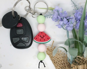 Watermelon Silicone Beaded Keychain, Fruit Keychain, Cute Watermelon, Watermelon Gift, Watermelon Accessories, Keychains for Women