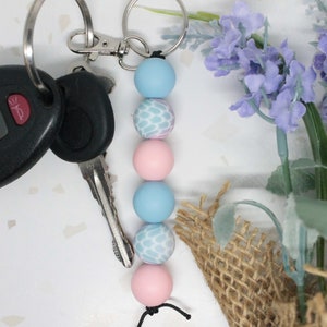 Mermaid Print Silicone Beaded Keychain, Mermaid Keychain, Ocean Keychain, Gifts for Kids, Keychains for Kids, Mermaid Gift, Mermaid Tail