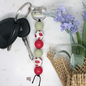 Apple Silicone Beaded Keychain, Fruit Keychain, Teacher Silicone Beaded Keychain, Gifts for Her, Keychain Gift, Cute Keychain, Silicone
