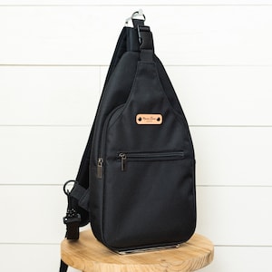 Women Black Waterproof Canvas Sling Backpack, Chest Bag, Backpack Purse, Daily Essential Sling Pack for Women, Travel Crossbody Bag