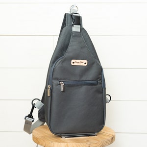 Women Grey Waterproof Canvas Sling, Chest Bag, Backpack Purse, Daily Essential Sling Pack for Women, Travel Crossbody Bag