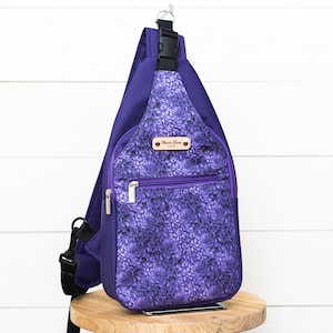 Women Dark Purple Waterproof Canvas Sling Backpack, Chest Bag, Backpack Purse, Daily Essential Sling Pack for Women, Travel Crossbody Bag