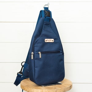 Women Navy Blue Waterproof Canvas Sling, Chest Bag, Backpack Purse, Daily Essential Sling Pack for Women, Travel Crossbody Bag
