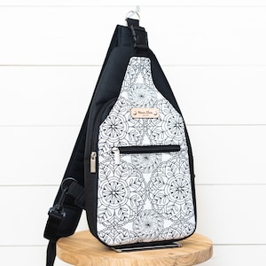 Women Black Waterproof Canvas Sling Backpack, Chest Bag, Backpack Purse, Daily Essential Sling Pack for Women, Travel Crossbody Bag