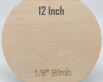 12" Round Birch Plywood Blanks: 1/8" Unfinished Wood Circles