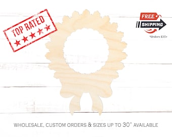 Christmas Wreath Wood Cutout: Unfinished Baltic Birch Craft Blank