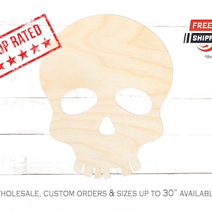 Skull Wood Cutout, Halloween Crafting Blanks, Unfinished Wooden Skull Shape, Shape of Spooky Skull, Halloween Decor, Spooky Skull Cutout