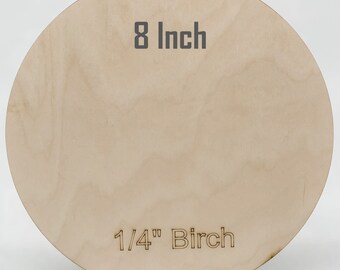 8" Baltic Birch Plywood Rounds: 1/4" Craft Wood Circles