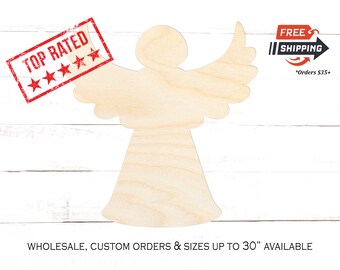Christmas Tree Angel Wood Cutout: Unfinished Baltic Birch Craft Blank