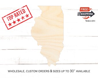 Unfinished Wood Illinois State Shape: DIY Craft Blank