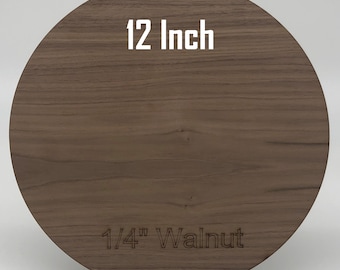 12" Walnut Plywood Circles: 1/4" Wood Blanks for Laser Crafting