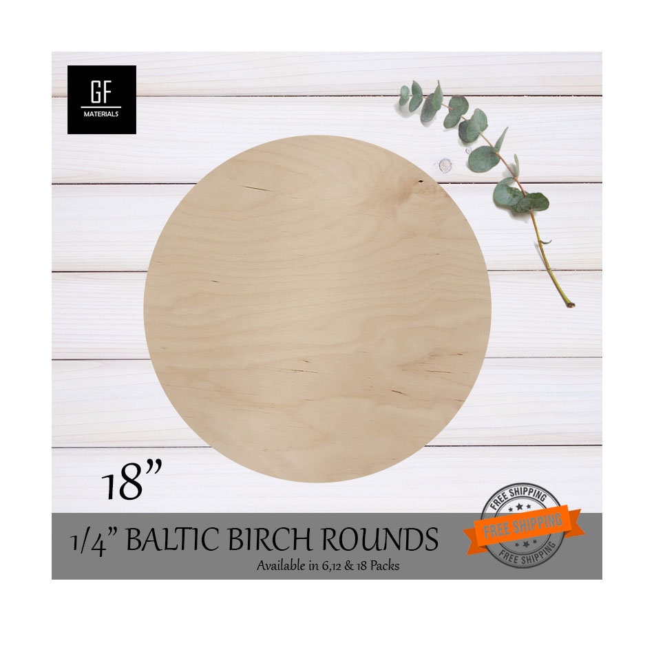 24 Unfinished Wood Circles - Pack of 5 , Birch Plywood , Round