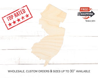 Unfinished Wood New Jersey State Shape: Craft DIY Decor