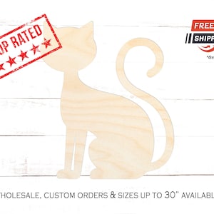 Cat Animal Wood Cutout, Cat Animal Crafting Blanks, Unfinished Wooden Feline Cat Shape, Shape of Cat Home Decor, Cat Party Favor