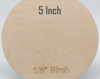 Pack of 5" Circles | Round Wooden Blanks | Birch Plywood 1/8" | 3mm Round Birch Wood | Crafting | Laser Supplies | Natural | Unfinished