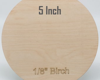 5" Birch Plywood Circles: 1/8" Laser Cut Wood Blanks