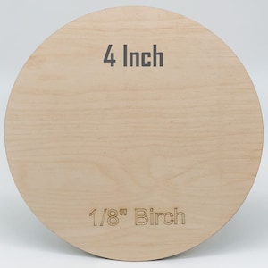 Pack of 4&quot; Circles | Round Wooden Blanks | Birch Plywood 1/8&quot; | 3mm Round Birch Wood | Crafting | Laser Supplies | Natural | Unfinished