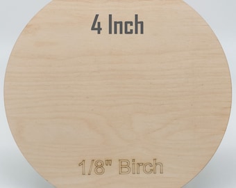 Pack of 4" Circles | Round Wooden Blanks | Birch Plywood 1/8" | 3mm Round Birch Wood | Crafting | Laser Supplies | Natural | Unfinished