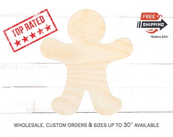 Unfinished Wood Gingerbread Man Cutout: DIY Craft Blank, Christmas Decor