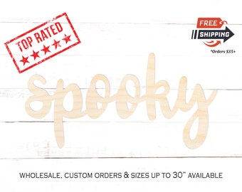 Spooky Wood Cutout: Unfinished Halloween Word Decor