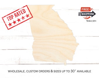 Georgia Wood Cutout: Unfinished Baltic Birch Shape, DIY Craft Blank