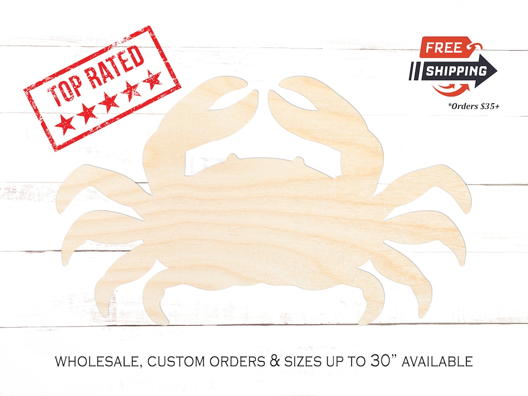 Crab Wood Cutout, Sand Crab Crafting Blanks, Unfinished Wooden Crab