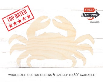 Crab Wood Cutout: Unfinished Baltic Birch Shape, DIY Crafting Blank
