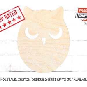 Owl Wood Cutout, Halloween Crafting Blanks, Unfinished Owl Shape, Spooky Halloween Owl Decor, Owl Bird Wooden Cutout, Hoot Owl Wooden Shape