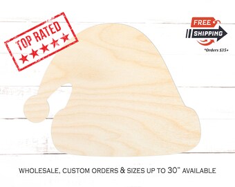 Santa Hat Wood Cutout: Unfinished Baltic Birch Christmas Craft