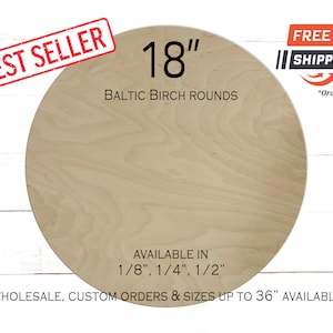 18” Birch Circles for Door Hanger Signs | 1/4&quot; Blank Plywood Rounds | Wooden Mandala Blanks | DIY Door Hanger | Unfinished Wood Circles
