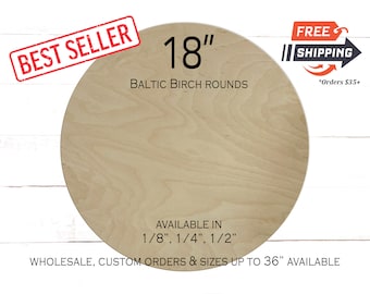 18" Birch Wood Rounds – Large Unfinished Wooden Circles for Crafts, Signs, Door Hangers & DIY Projects