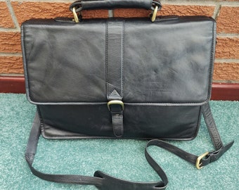 Vintage Black Soft Leather Briefcase