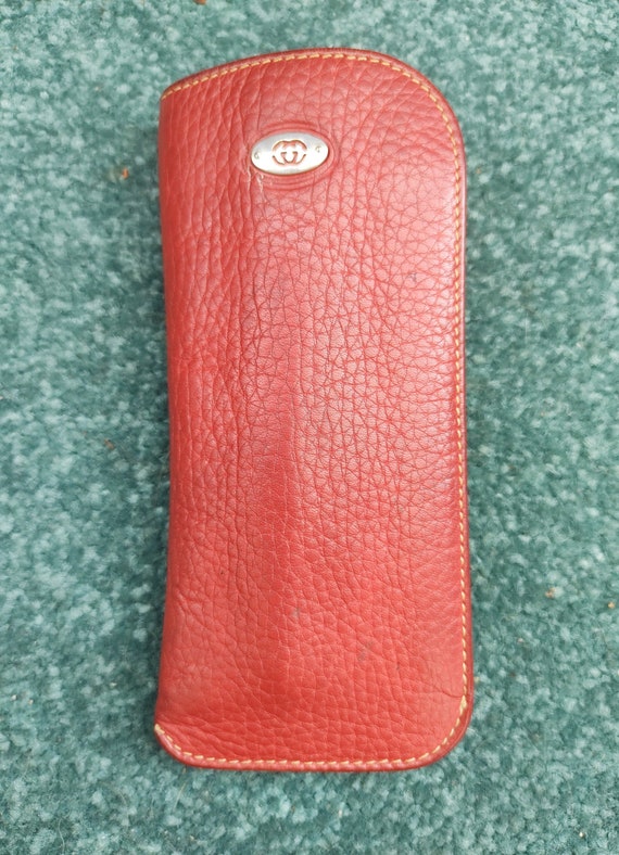 Gucci Vintage Red Leather Glasses Case