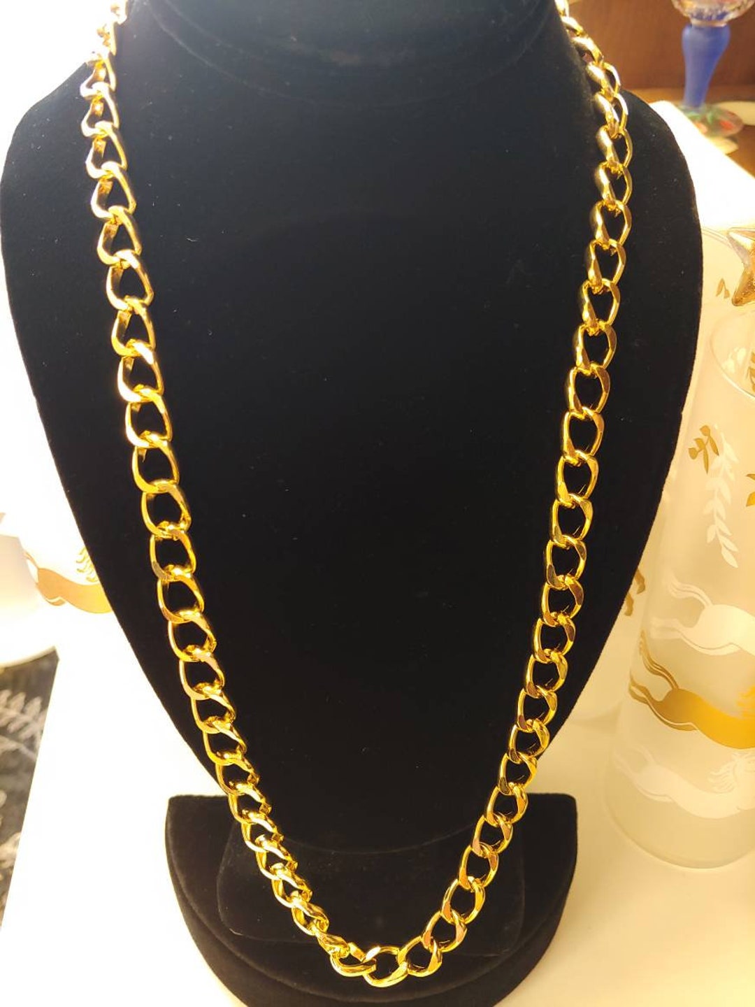 Thick Gold Chain Costume Vintage Necklace Gold Tone Men's and Women's Etsy