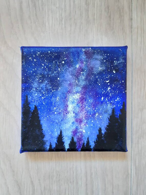 Mini Canvas Painting Galaxy Painting Tiny Art Nightsky - Etsy