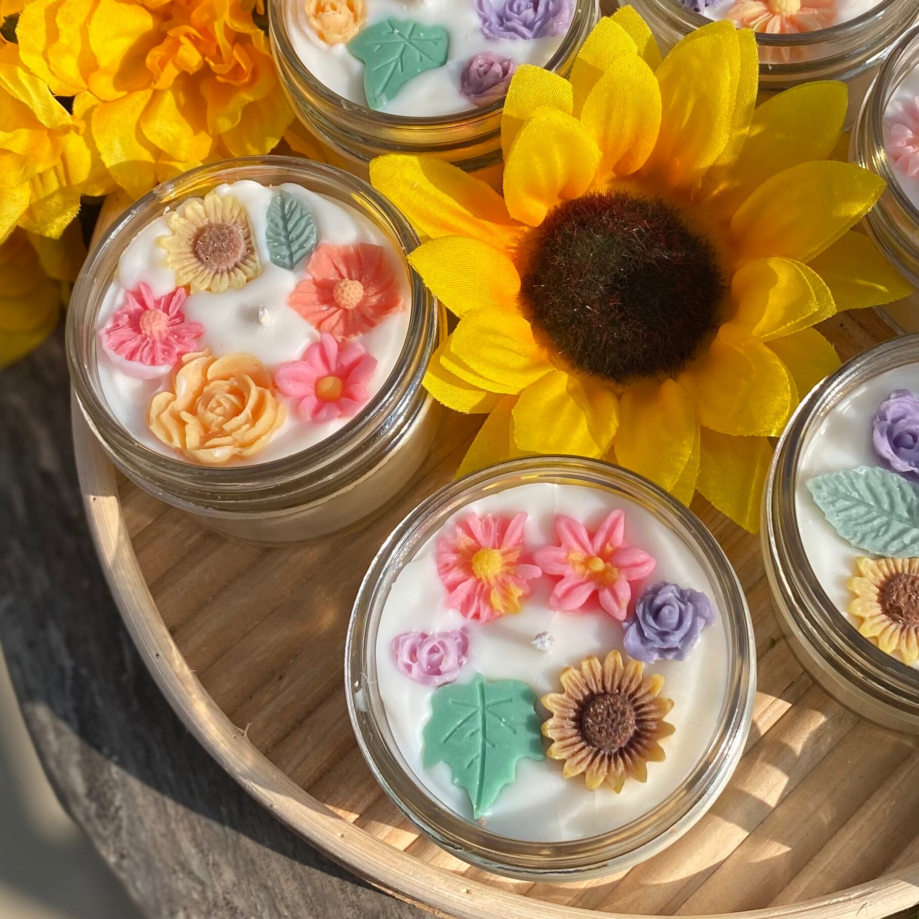 Petite Bougie Florale | de Bougies à Décor Fonctionnel 3Oz Cire Soja