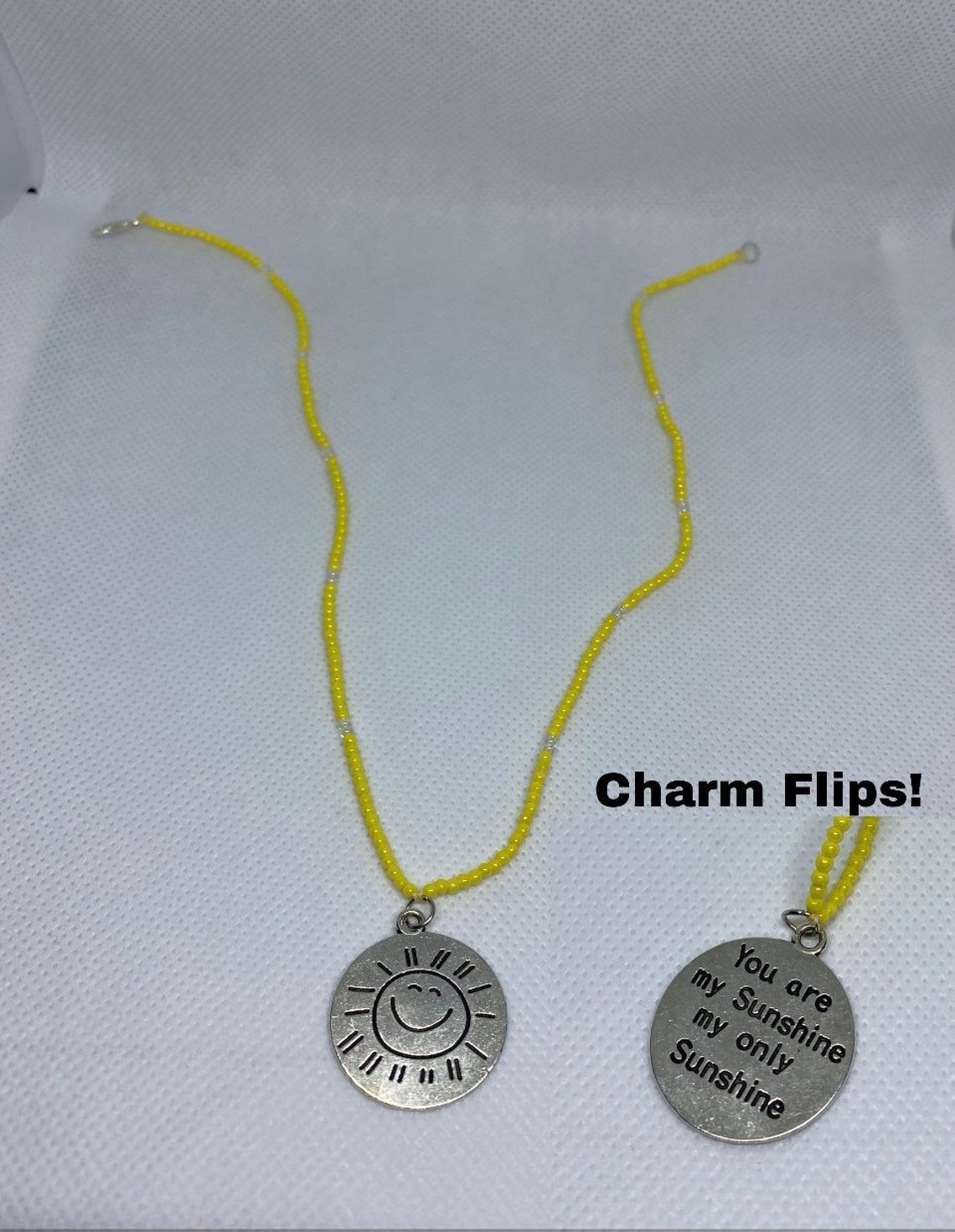 Spruch Perlen Charm Halsketten Etsy